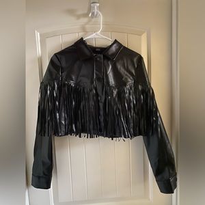 SHEIN black fringe jacket